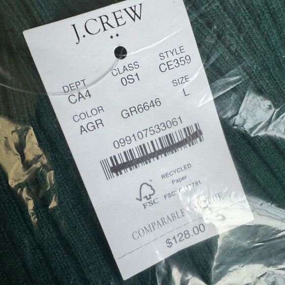 NWT J CREW Factory Ribbed mini sweater-dress in Academic green - Picture 4 of 10